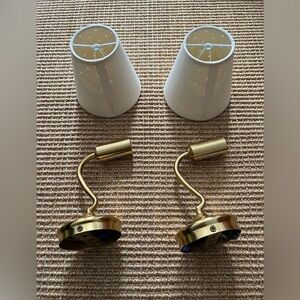 Matilda Goad Wall Lights, Aged Brass and Pinhole Lampshades, Mini